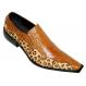Fiesso Brown/Beige Leopard Hair Pointed Toe Leather Shoes FI8027